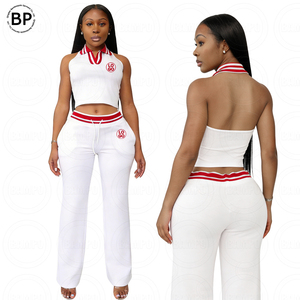 Conjunto de Falda y Top Corto con Cuello en V para <span class=keywords><strong>Mujer</strong></span>, Estilo Y2K, <span class=keywords><strong>Verano</strong></span> 2026, con Logotipo Personalizado, Conjuntos Deportivos, 2 Piezas - Product Image 1