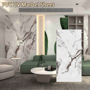 Panneau de revêtement mural en <span class=keywords><strong>PVC</strong></span> marbré 2,5 mm 2,8 mm 3 mm ignifuge, imperméable, léger, facile à nettoyer, panneau de revêtement mural intérieur - Product Image 1