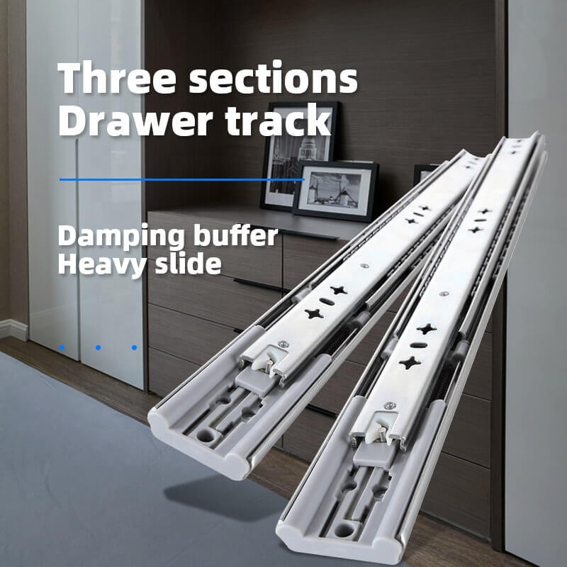 WASHINGST 53mm Wide Heavy Duty Damping Buffer Ball Bearing Soft Close Telescopic Drawer Slides Rails