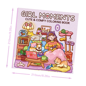 สมุดระบายสีเกี่ยวกับช่วงเวลาของเด็กผู้หญิงสำหรับเด็ก ผู้ใหญ่ และวัยรุ่น รวมกิจกรรมประจำวันแสนน่ารักเพื่อการผ่อนคลาย ระบายสีในบรรยากาศอบอุ่น - Product Image 1