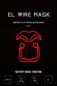 Los adultos de luz de neón en EL alambre de máscara vestido espeluznante purga Halloween de miedo - Product Image 4