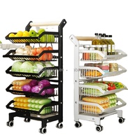 Étagère mobile pour le stockage des légumes, du sol au sol, étagère à roulettes en métal pour la cuisine à plusieurs niveaux.