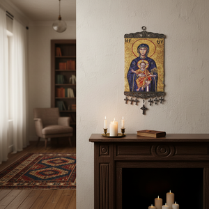 20 Cm decoración de pared con turco tela tejida con Christian ortodoxa y católica icono de Turquía - Product Image 3
