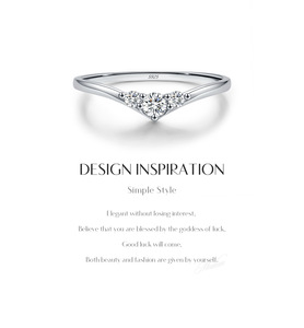S925 Silver Minimalist Jewelry V-Shaped Moissanite Stackable <b>Dainty</b> Chevron Promise Elegant V-Curve CZ <b>Ring</b> - Product Image 2