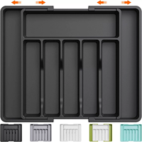 Organisateur de tiroir à couverts en plastique à 8 compartiments pour cuisine, empilable, réglable, support à couverts extensible