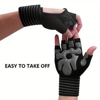 Guantes Duraderos de Medio Dedo con Correa de Muñeca y Palma Amortiguadora, Transpirables, Ligeros, de Poliéster, Compatibles con Pantalla Táctil, Antideslizantes