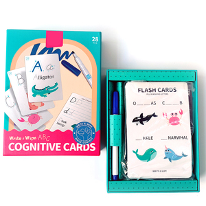 Giocattoli di educazione precoce per bambini che scrivono e puliscono carte cognitive ABC 28 pz training flash card montessori giocattoli personalizzati