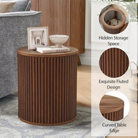 Chevet rond double moderne et rétro (peut également servir de table d'appoint) avec texture noyer