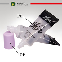 Tube cosmétique ovale 30 mm en plastique transparent, tube à presser pour crème solaire, crème BB et lotion corporelle