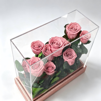 Roses éternelles en gros dans une boîte acrylique – Arrangement fait main directement de l'usine du Yunnan – Rose éternelle à vue claire – Fête des Mères