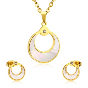 Conjunto de Joyería de Acero Inoxidable al por Mayor, Chapado en Oro de 18K, con Circonitas y Perlas, para Mujeres y Niñas - Product Image 6