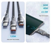 Kabel Pengisi Daya Ponsel Tiga-dalam-Satu 120w Super Cepat, Kabel Data Android Tipe-C