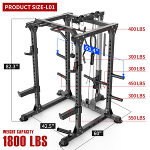 L01 điện lồng đa năng Squat <span class=keywords><strong>Rack</strong></span> với cáp chéo hệ thống, phù hợp với trọng lượng băng ghế dự bị thiết lập cho nhà để xe và nhà phòng tập thể dục - Product Image 3