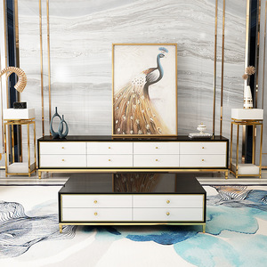 Modern Luxury living room TV cabinet Tea coffee table set furniture
