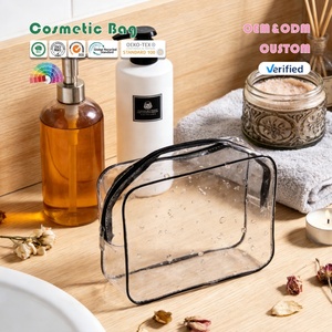Custom logo Waterproof Ladies Black Transparent Zipper Toiletry <strong>Small</strong> Travel Wash Toiletries clear Pvc <strong>Cosmetic</strong> <strong>Bag</strong> - Product Image 1