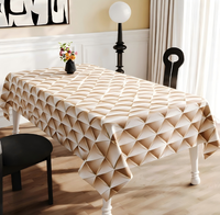 Housse de table carrée en PVC gris neutre de luxe avec texture triangulaire 3D, impression personnalisée, taille et couleur au choix, imperméable, anti-taches, écologique, moderne