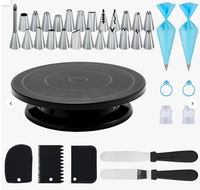 Kit de décoration de gâteaux écologique, ensemble de 36 outils en acier inoxydable, plateau tournant, douilles à pâtisserie, spatules à glaçage, grattoirs