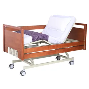 In China Manual 3 function medical bed elderly patient bed wooden Manual 3 crank hospital bed