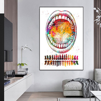 Seni Dental Kanvas Gigi Lukisan Medis Dinding Seni Poster dan Cetakan Cat Air Gambar Anatomi Gigi Mulut Klinik Dekorasi