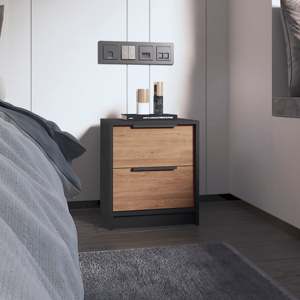 Wenge And Pine 2 <b>Drawer</b> Nightstand Modern Bedside <b>Storage</b> Cabinet <b>For</b> Bedroom - Product Image 1