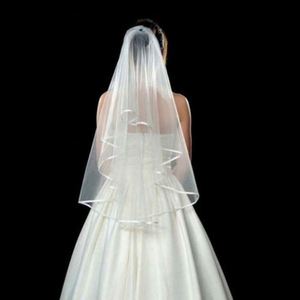 Voile de mariée double couche en tulle uni, motif simple, avec ruban, style ROMANTIQUE, 60-80cm, USA Mairun, Meilleure Vente - Product Image 3