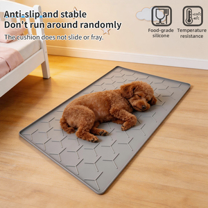 Tapis d'alimentation <span class=keywords><strong>pour</strong></span> animaux <span class=keywords><strong>de</strong></span> compagnie en silicone, antidérapant, imperméable, grand format 38x26 28x22 34x22 pouces avec motif triangulaire <span class=keywords><strong>pour</strong></span> gamelle <span class=keywords><strong>de</strong></span> <span class=keywords><strong>chien</strong></span> ou <span class=keywords><strong>de</strong></span> chat, sans BPA - Product Image 2