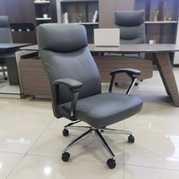 Chaise de bureau exécutive en cuir véritable avec fonction massage, design moderne, rotation libre pour utilisation informatique