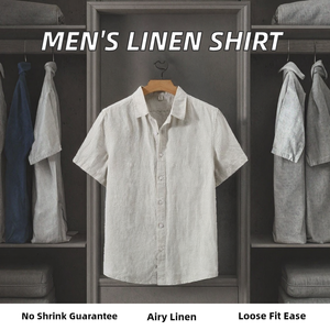 Men's Casual Linen <b>Blouse</b> Summer Cotton Linen Shirt Loose Fit <b>Short</b> <b>Sleeves</b> Knitted Washed Anti-shrink Teenagers Solid Pattern - Product Image 2