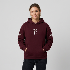 Custom Logo Premium <b>Burgundy</b> Fleece Pullover Hoody Loose Fit Embroidered Logo Streetwear Heavy Weight Winter 100% Cotton Unisex - Product Image 3