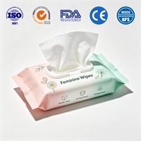 Ventes en gros de lingettes féminines personnalisées non parfumées, hypoallergéniques, soins intimes doux, lingettes humides pour femmes