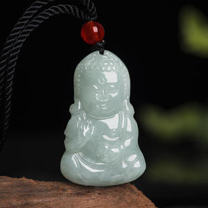 Colgante de Jadeíta Natural de Myanmar con Buda, Estilo Chino UNISEX, Regalo Budista con Certificado de Tasación FG32 - Product Image 1