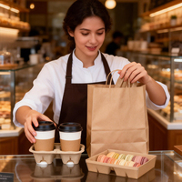 Support de tasses à café compostable pour les États-Unis – Lot de 2 ou 4 – Plateau jetable robuste en pâte recyclée pour la livraison de boissons