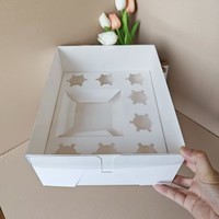 Vente en gros Boîte d'emballage en plastique blanc transparent pour cupcake gâteau Papier d'emballage pour dessert pâtisserie boulangerie Boîte à cupcake jetable