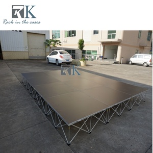 Plateforme de scène pliable en aluminium portable, noire, antidérapante, pour événements, conférences, expositions, spectacles - Product Image 3