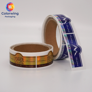 Autocollants en rouleau holographiques imperméables personnalisés, étiquettes d'emballage en feuille d'or laser pour aliments, vin, bocaux et bouteilles - Product Image 1