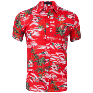 Camisas hawaianas de hombre al por mayor, camisas de playa de palmeras de isla con estampado completo, estilo Aloha, color melocotón, más baratas - Product Image 6