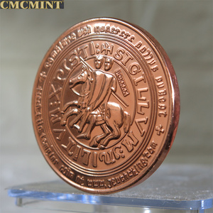 Moneda de cobre de 1 onza para <span class=keywords><strong>Caballeros</strong></span> Templarios, moneda redonda de cobre fino 999, en venta - Product Image 5