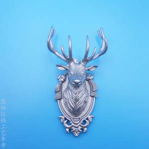 Zinc Alloy Deer Head <b>Wall</b> <b>Hook</b> Matte Silver Metal Decor Office Space Mounting Novelty <b>Hooks</b> - Product Image 2