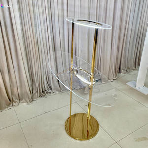 LEDA Meilleure vente Centre de table de mariage en métal doré avec panneau acrylique et éclairage pour la décoration d'événements et de fêtes - Product Image 1