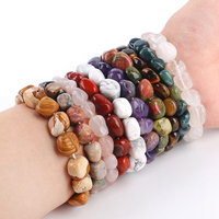 Pulsera de Cuarzo Rosa Pulido de Alta Calidad al por Mayor, Pulsera de Cuentas Irregulares de Cristal