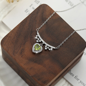 Colliers pendentifs en cristal de pierre précieuse naturelle taille cœur 5 mm, 9 pierres fines, en argent sterling 925, cadeau de vacances pour femme - Product Image 2