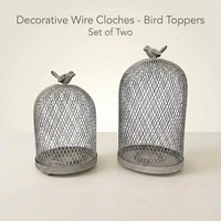 Cloche en fil métallique légère et écologique, style vintage rustique, pour décoration de jardin, centre de table de mariage et maison, avec motif cage à oiseaux et maille antique
