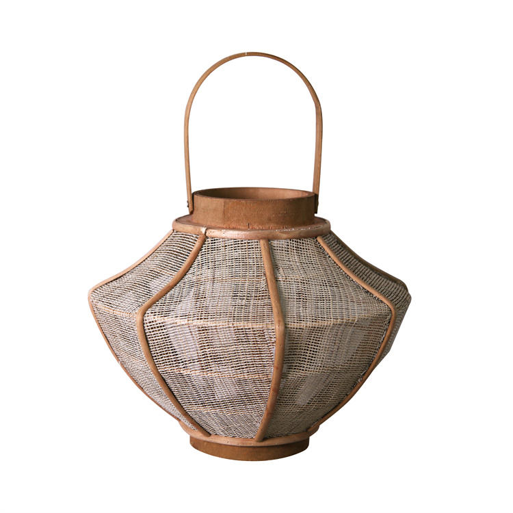 Best sales weaving storm linen fabric lantern Candle Holder With Handle Outdoor And Indooe Home decor