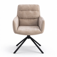 Fauteuil moderne à dossier haut en tissu gris clair rembourré avec pieds en métal noir robustes, base pivotante à 360 degrés pour une utilisation dans le salon