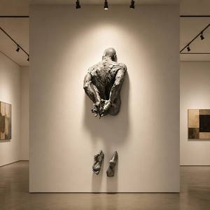 Escultura de Pared Masculina en Bronce Fundido a Mano, "<span class=keywords><strong>La</strong></span> <span class=keywords><strong>Lucha</strong></span> Silenciosa", Estatua de Bronce - Product Image 5