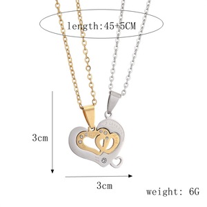MIENTER acier inoxydable son roi sa reine pendentif collier mode collier 2 pièces/ensemble pour les Couples amoureux - Product Image 2