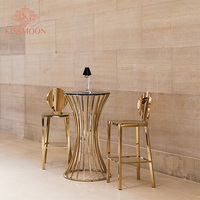 Table haute de bar en acier inoxydable doré effet miroir, forme cintrée, pour mariages, fêtes, banquets extérieurs, événements, mobilier de bar, table à cocktails