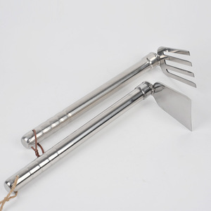 Stainless Steel Garden Rake And Hoe Set 4 Tooth Manual Tools For Gardening Home Flowers Outdoor Camping Rust Resistant - Product Image 1