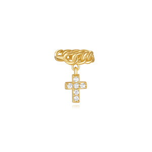 Boucles d'oreilles pendantes géométriques minimalistes CANNER avec nœud à longues pampilles et croix en zircon pour femme - Product Image 3