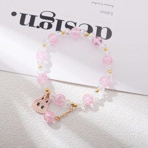 女性と学生のための新しい韓国スタイルの漫画合金ブレスレットかわいいラブ布と女の子と姉妹のためのガラスビーズジュエリー - Product Image 3